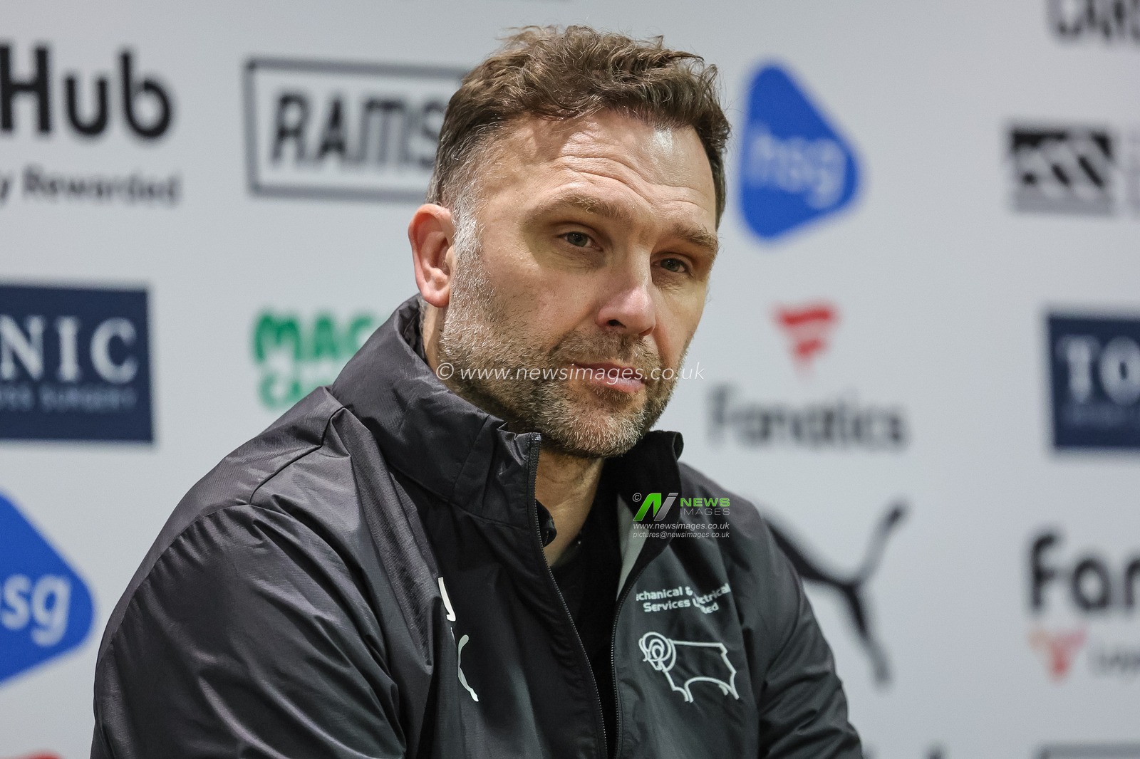 John Eustace manager of Derby County in the post match press conference during the Sky Bet Championship match Derby County vs Millwall at Pride Park Stadium, Derby, United Kingdom, 10th December 2025

(Photo by Mark Cosgrove/News Images)

*** GER AUT SUI OUT ***
