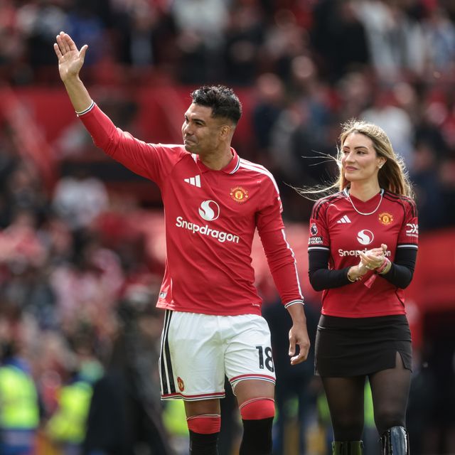 Casemiro of Manchester United is accompanied by his wife Anna Mariana Casemiro as he waves goodbye to Old Trafford during the Premier League match Manchester United vs Nottingham Forest at Old Trafford, Manchester, United Kingdom on 17 May 2026

(Photo by Mark Cosgrove/News Images)