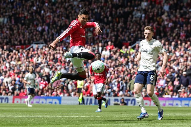 Casemiro of Manchester United shoots on goal during the Premier League match Manchester United vs Nottingham Forest at Old Trafford, Manchester, United Kingdom on 17 May 2026

(Photo by Mark Cosgrove/News Images)