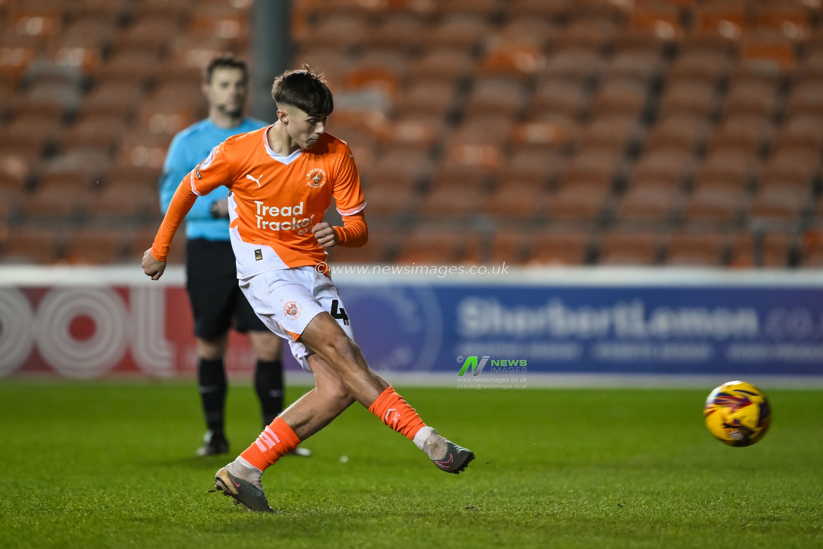 Jack Richardson of Blackpool takes a penalty during the Vertu Trophy match Blackpool vs Aston Villa U21 at Bloomfield Road, Blackpool, United Kingdom, 17th December 2024

(Photo by Craig Thomas/News Images)