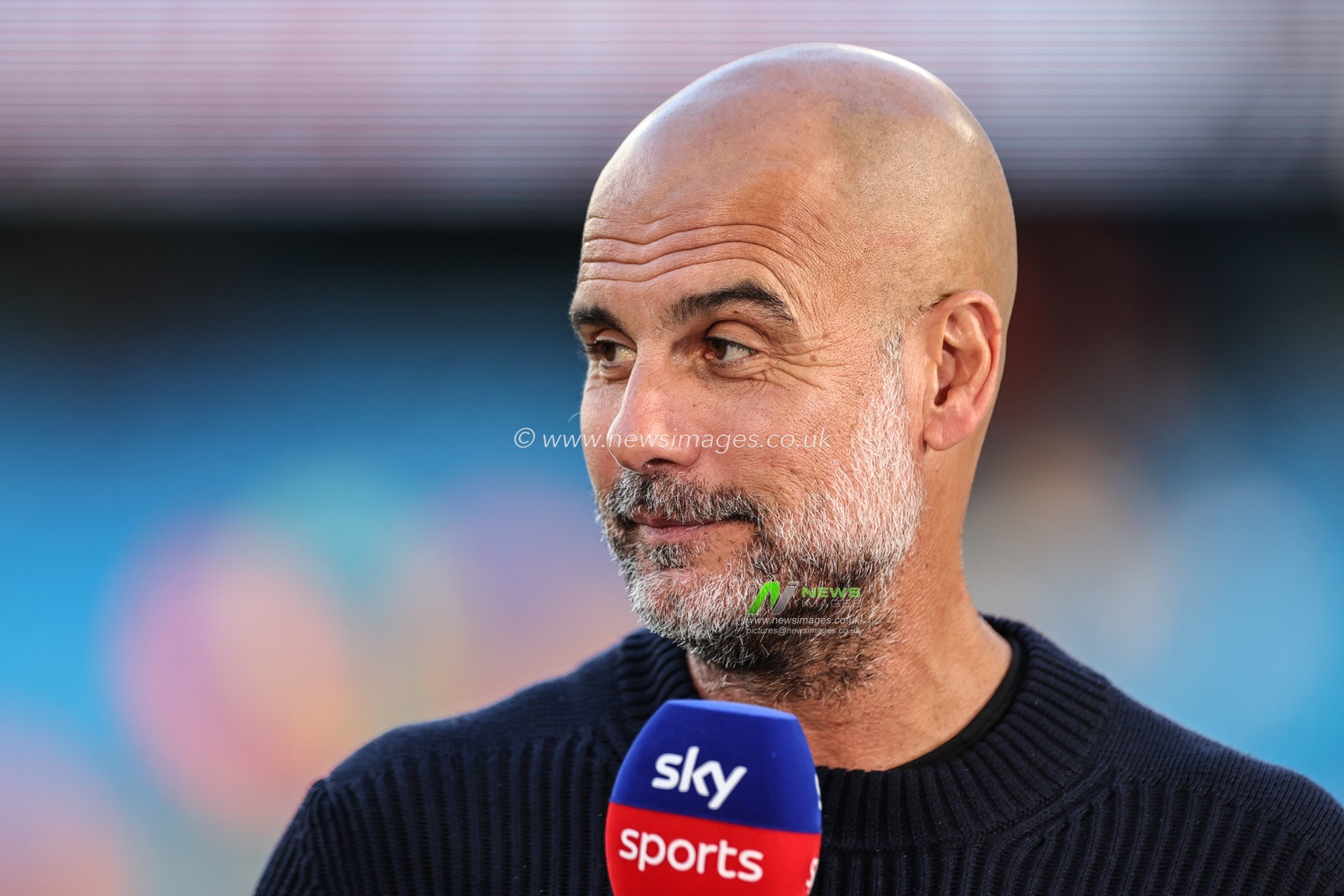 Pep Guardiola manager of Manchester City speaks to Sky Sports during the Premier League match Manchester City vs Wolverhampton Wanderers at Etihad Stadium, Manchester, United Kingdom, 2nd May 2025

(Photo by Mark Cosgrove/News Images)