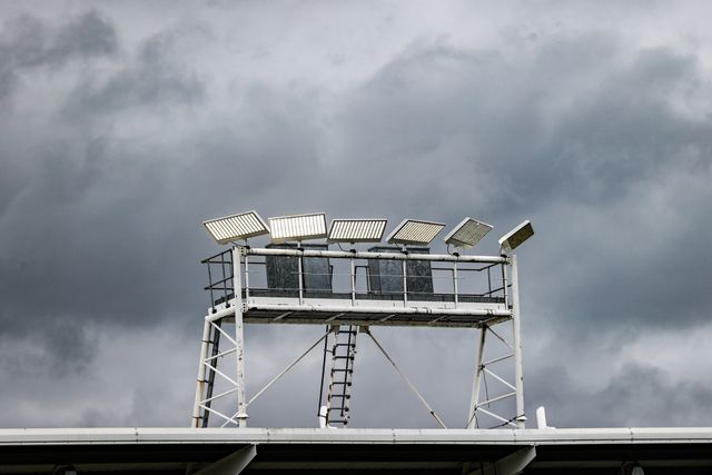 Dark cloud over Halliwell Jones Stadium during the Betfred Super League round 7 match Warrington Wolves vs Leigh Leopards at The Halliwell Jones Stadium, Warrington, United Kingdom on 04 April 2026

(Photo by Alfie Cosgrove/News Images)