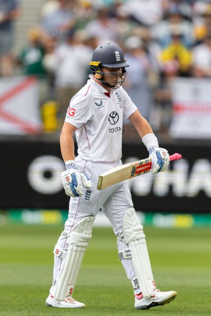 Ollie Pope of England walks off after getting out during the NRMA Insurance Ashes First Test Day 2 Australia vs England at Optus Stadium, Perth, Australia, 22nd November 2025

(Photo by Santanu Banik/News Images)

*** GER AUT SUI OUT ***