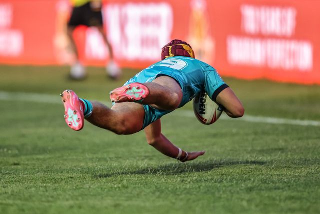 George Flanagan  of Huddersfield Giants goes over for a try during the Betfred Super League round 17 match Castleford Tigers vs Huddersfield Giants at The Mend-A-Hose Jungle, Castleford, United Kingdom, 3rd July 2025

(Photo by Alfie Cosgrove/News Images)
