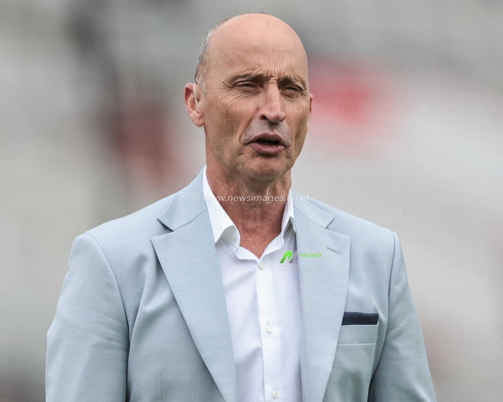 Broadcaster Nasser Hussain during the 4th Rothesay Test Match match Day 2 England vs India at Old Trafford Cricket Ground, Manchester, United Kingdom, 24th July 2025

(Photo by Mark Cosgrove/News Images)