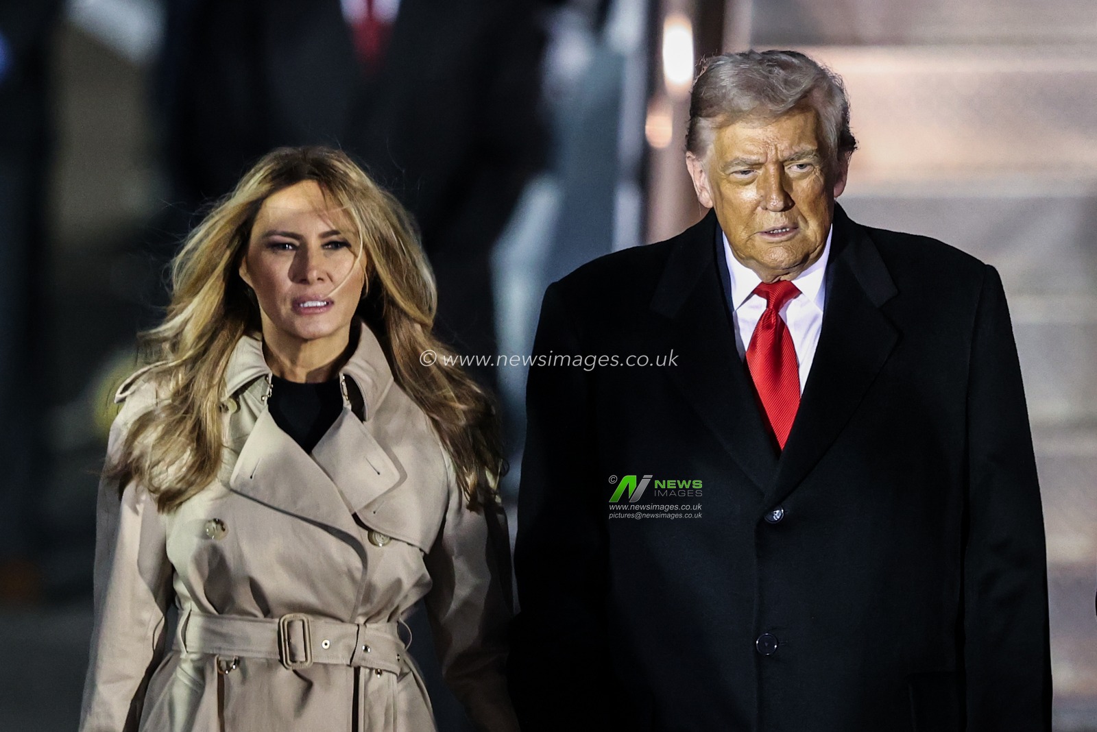 President Donald Trump and First Lady Melania Trump depart the Air Force one during the US President Donald Trump's state visit to the United Kingdom at London Stansted Airport, Stansted, United Kingdom, 16th September 2025

(Photo by Alfie Cosgrove/News Images)