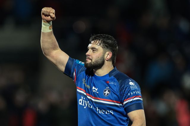 Matty Storton of Wakefield Trinity celebrates the win during the Betfred Challenge Cup round 4 match Wakefield Trinity vs Leeds Rhinos at DIY Kitchens Stadium, Wakefield, United Kingdom on 13 March 2026

(Photo by Mark Cosgrove/News Images)