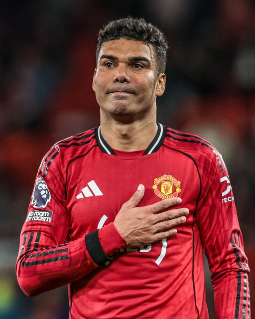 Casemiro of Manchester United celebrates the win with the fans during the Premier League match Manchester United vs Brentford at Old Trafford, Manchester, United Kingdom on 27 April 2026

(Photo by Mark Cosgrove/News Images)