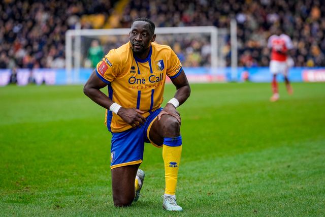 Lucas Akins of Mansfield Town during the Emirates FA Cup fifth round match Mansfield Town vs Arsenal at One Call Stadium, Mansfield, United Kingdom on 07 March 2026

(Photo by Maynard Manyowa/News Images)