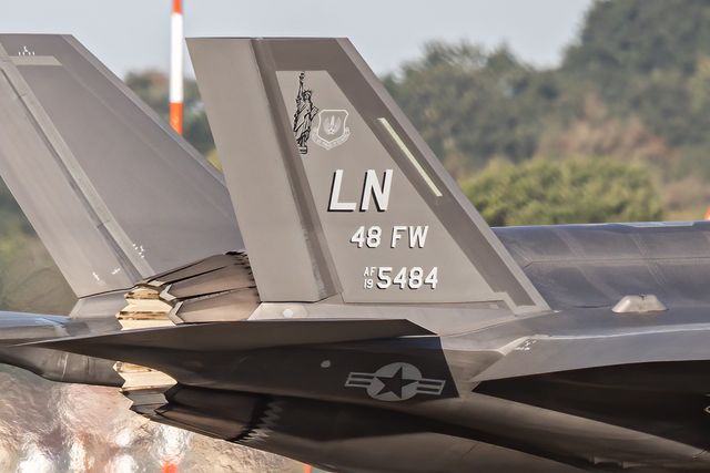 A USAF F35  assigned to the 48th Fighter Wing conduct a combat readiness exercise at RAF Lakenheath, Lakenheath, United Kingdom, 28th August 2025

(Photo by Alfie Cosgrove/News Images)