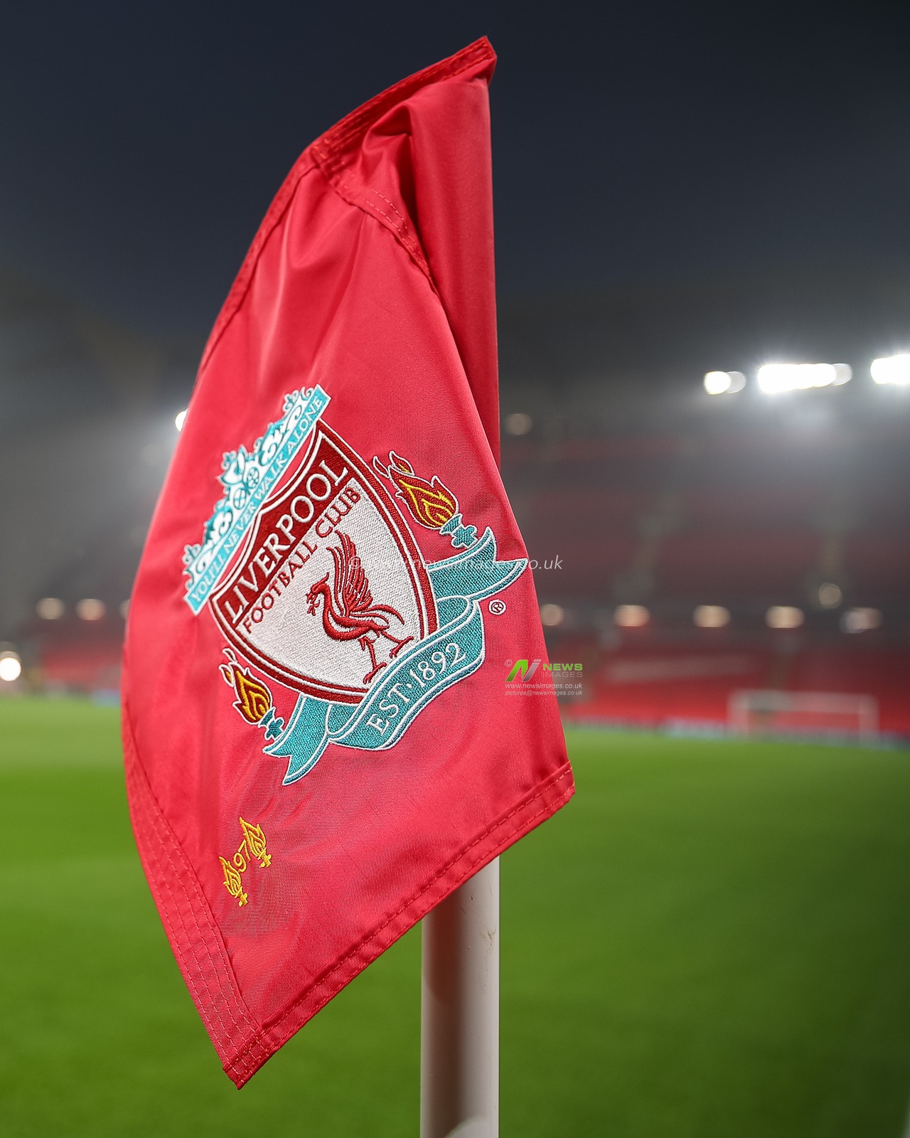 Liverpool FC corner flag during the UEFA Champions League, League Stage match Liverpool vs Bayer 04 Leverkusen at Anfield, Liverpool, United Kingdom, 5th November 2024

(Photo by Gareth Evans/News Images)