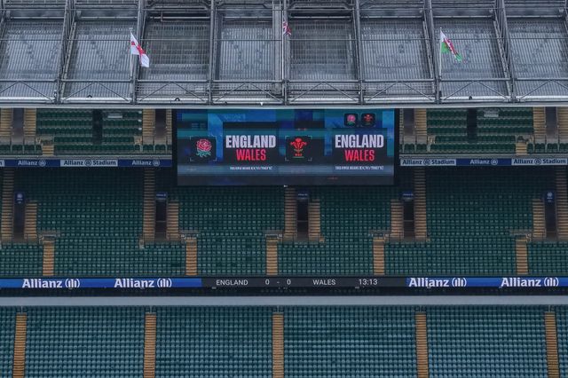 An aerial view of The Allianz Stadium and the LED score board  during the Guinness Six Nations 2026 match England vs Wales at Allianz Stadium, Twickenham, United Kingdom on 07 February 2026

(Photo by Mark Cosgrove/News Images)