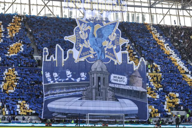The pre match fan presentation during the Premier League match Everton vs Liverpool at Hill Dickinson Stadium, Liverpool, United Kingdom on 19 April 2026

(Photo by Alfie Cosgrove/News Images)