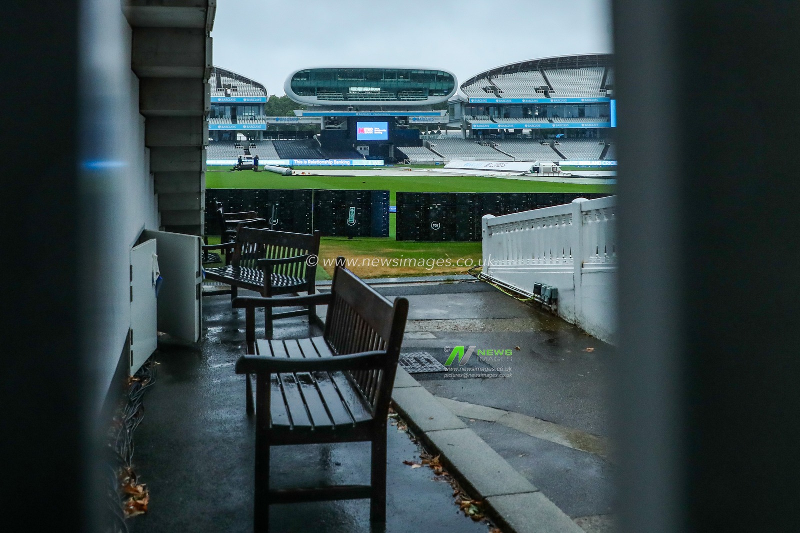 A general view of Lords with rain cover prior to the 2nd Metro Bank One Day International England Women v India Women at Lords, London, United Kingdom, 19th July 2025

(Photo by Izzy Poles/News Images)