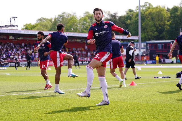Stevenage players warm up ahead of kick off during the Sky Bet League One Playoffs Semi-Final match Stevenage vs Stockport County at Lamex Stadium, Stevenage, United Kingdom on 09 May 2026

(Photo by Harvey Murphy/News Images)