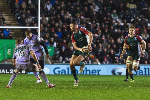 Freddie Steward of Leicester Tigers during the Gallagher Premiership match Leicester Tigers vs Gloucester Rugby at Mattioli Woods Welford Road Stadium, Leicester, United Kingdom, 19th December 2025

(Photo by Craig Evans/News Images)

*** GER AUT SUI OUT ***