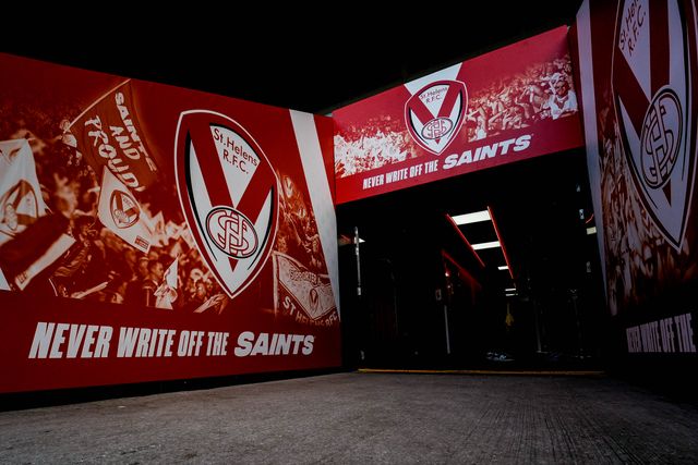 A general view of the tunnel prior to kick off with the message never write off the saints during the Betfred Challenge Cup Quarter Final match St Helens vs Catalans Dragons at The BrewDog Stadium, St Helens, United Kingdom on 10 April 2026

(Photo by Maynard Manyowa/News Images)