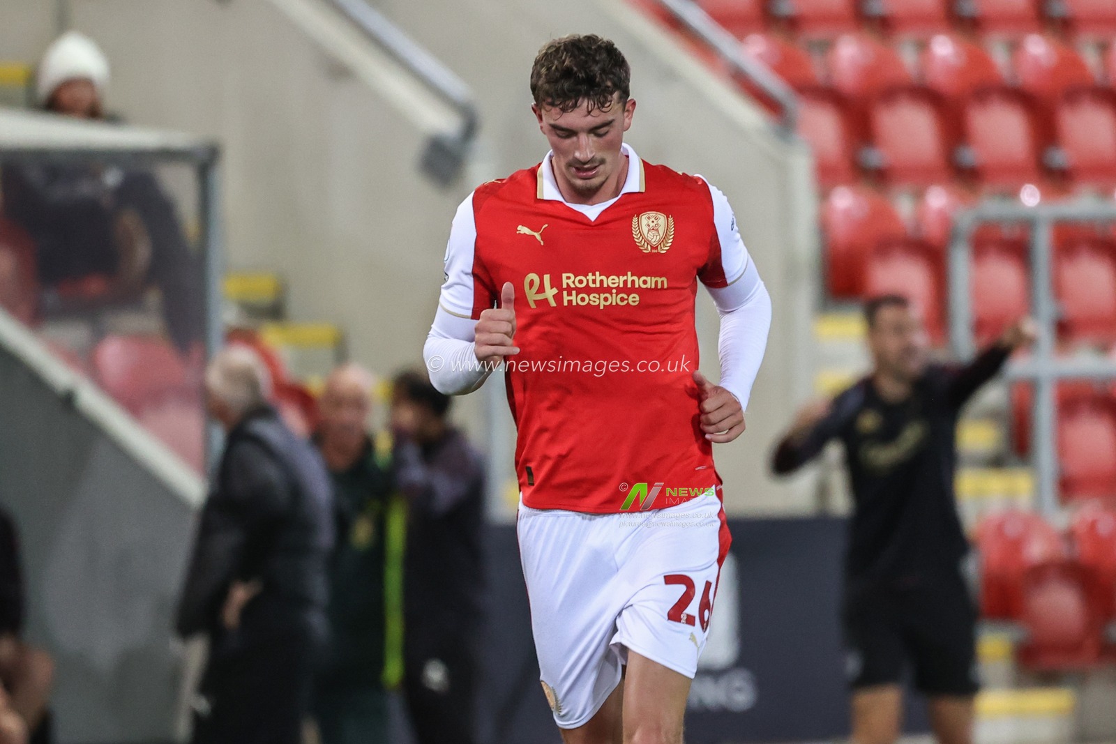 Hamish Douglas of Rotherham United during the The Vertu Trophy Northern Group E match Rotherham United vs Oldham Athletic at New York Stadium, Rotherham, United Kingdom, 7th October 2025

(Photo by Alfie Cosgrove/News Images)