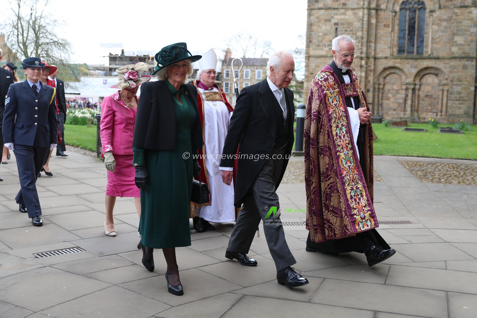 His Majesty The King and Her Majesty The Queen arriving as His Majesty The King and Her Majesty The Queen attend the Royal Maundy Service at Durham Cathedral, Durham, United Kingdom, 17th April 2025

(Photo by Alex Roebuck/News Images)