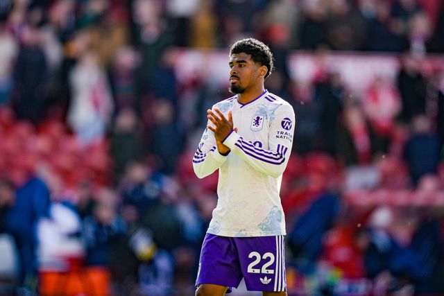 Ian Maatsen of Aston Villa applauds the fans after the final whistle  during the Premier League match Nottingham Forest vs Aston Villa at City Ground, Nottingham, United Kingdom on 12 April 2026

(Photo by Maynard Manyowa/News Images)