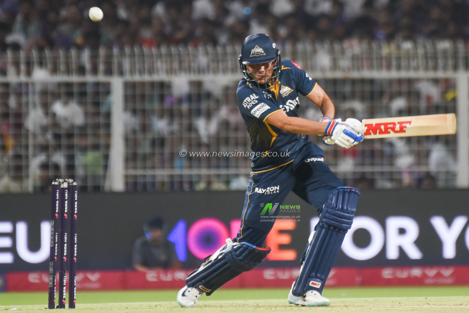 Gujarat Titans' captain Shubman Gill watches the ball after playing a shot during the Indian Premier League (IPL) Twenty20 cricket match between Kolkata Knight Riders and Gujarat Titans at the Eden Gardens in Kolkata on April 21, 2025.Photo by Debajyoti Chakraborty.(Photo: Debajyoti Chakraborty/News Images)