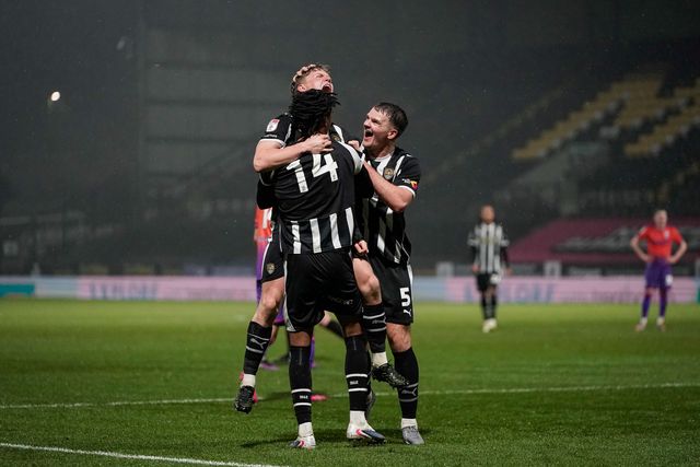 Scott Robertson of Notts County celebrates his goal to make it 1-0 during the Sky Bet League 2 match Notts County vs Gillingham at Meadow Lane, Nottingham, United Kingdom, 3rd February 2026

(Photo by Maynard Manyowa/News Images)