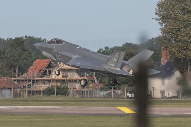 United States Air Force F-35A Lightning II jets land at RAF Lakenheath on training exercises at RAF Lakenheath, United Kingdom, 11th September 2025

(Photo by Mark Cosgrove/News Images)