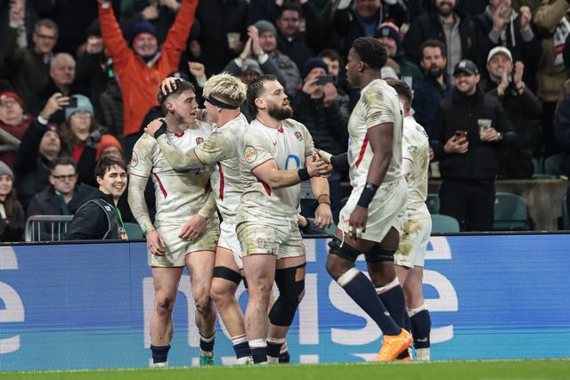 Tommy Freeman of England celebrates his try during the Guinness Six Nations 2026 match England vs Wales at Allianz Stadium, Twickenham, United Kingdom on 07 February 2026

(Photo by Mark Cosgrove/News Images)