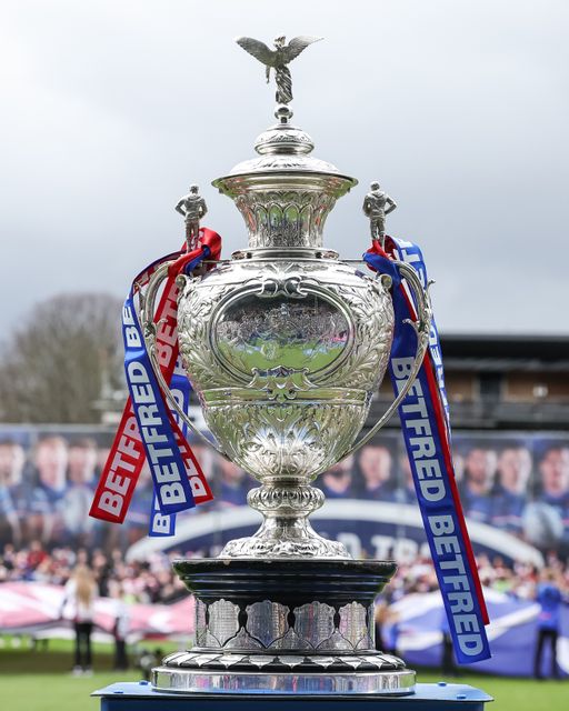 The Challenge Cup Trophy during the Betfred Challenge Cup Quarter Final match Wakefield Trinity vs Wigan Warriors at DIY Kitchens Stadium, Wakefield, United Kingdom on 12 April 2026

(Photo by Mark Cosgrove/News Images)
