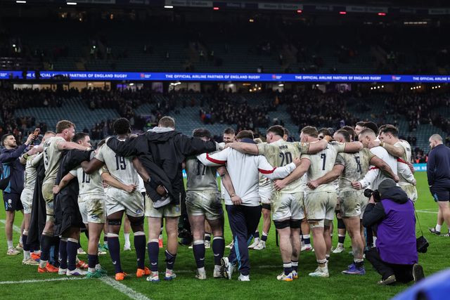England team huddle after their win during the Guinness Six Nations 2026 match England vs Wales at Allianz Stadium, Twickenham, United Kingdom on 07 February 2026

(Photo by Mark Cosgrove/News Images)