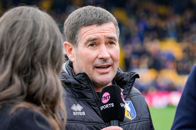 Nigel Clough manager of Mansfield Town speaks to TNT Sport during the Emirates FA Cup fifth round match Mansfield Town vs Arsenal at One Call Stadium, Mansfield, United Kingdom on 07 March 2026

(Photo by Maynard Manyowa/News Images)