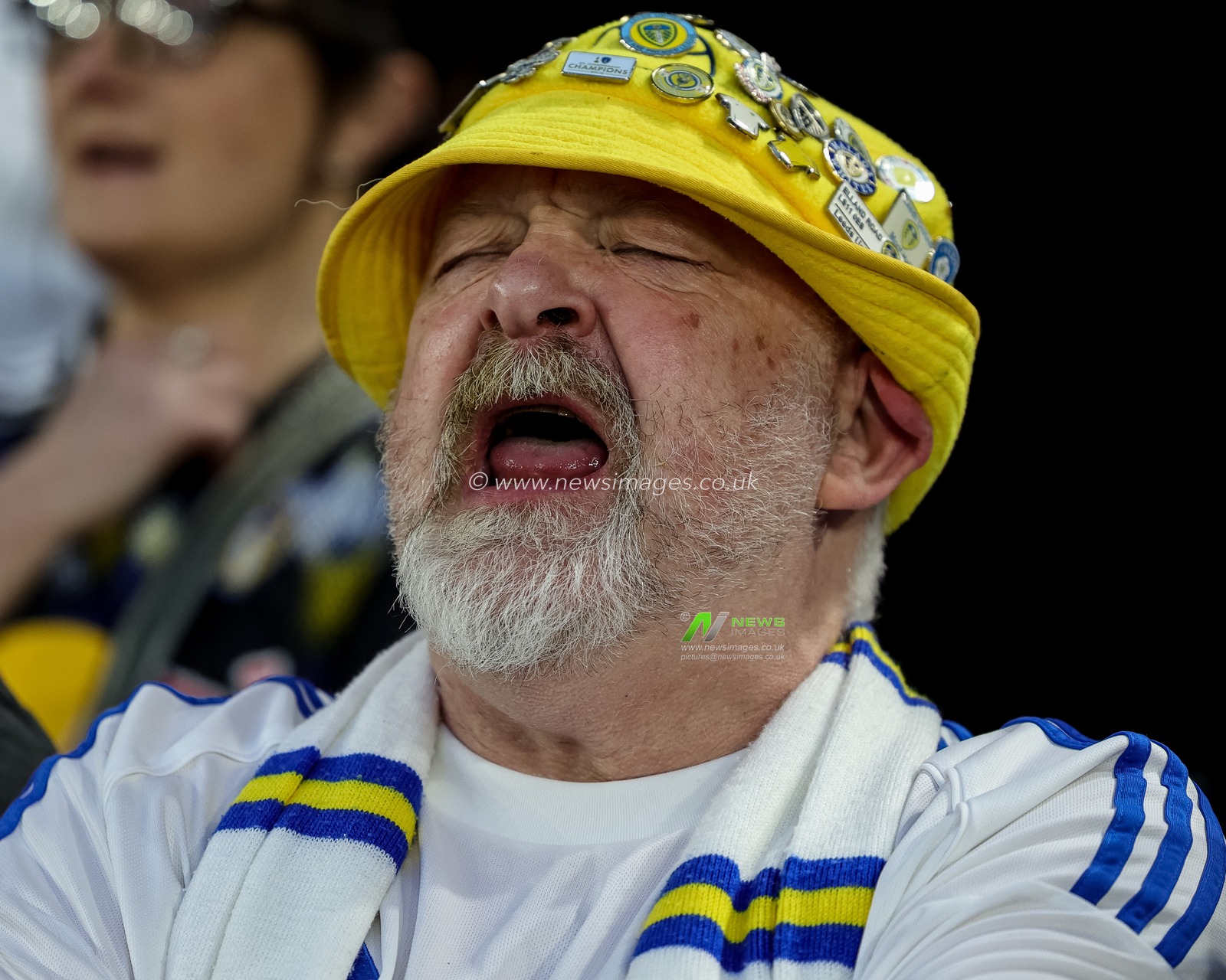A Leeds United fan pafsionalty sings “Marching on together” during the Premier League match Leeds United vs Burnley at Elland Road, Leeds, United Kingdom on 01 May 2026

(Photo by Mark Cosgrove/News Images)