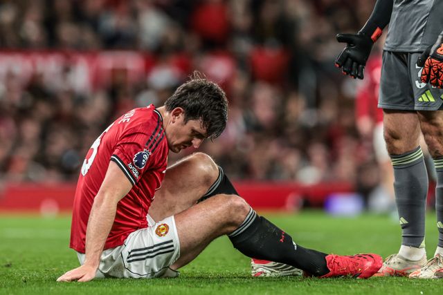 Harry Maguire of Manchester United takes a knock during the Premier League match Manchester United vs Brentford at Old Trafford, Manchester, United Kingdom on 27 April 2026

(Photo by Mark Cosgrove/News Images)