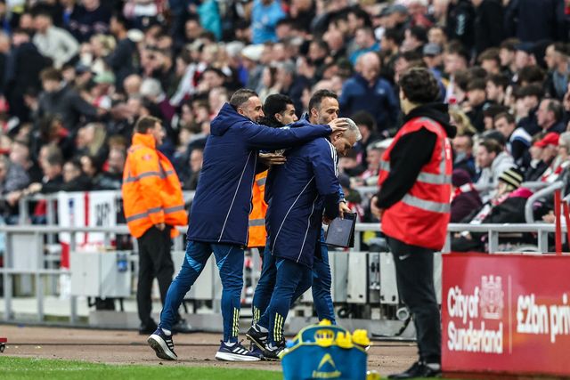 Vitor Pereira manager of Nottingham Forest celebrates a goal from Morgan Gibbs-White of Nottingham Forest to make it 0-3 during the Premier League match Sunderland vs Nottingham Forest at Stadium Of Light, Sunderland, United Kingdom on 24 April 2026

(Photo by Alfie Cosgrove/News Images)