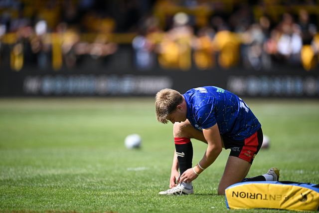 Ewan Irwin of Warrington Wolves warms up prior to the Betfred Super League round 21 match Castleford Tigers vs Warrington Wolves at OneBore Stadium, Castleford, Untied Kingdom on 01 August 2026

(Photo by Ben Roberts/News Images)
