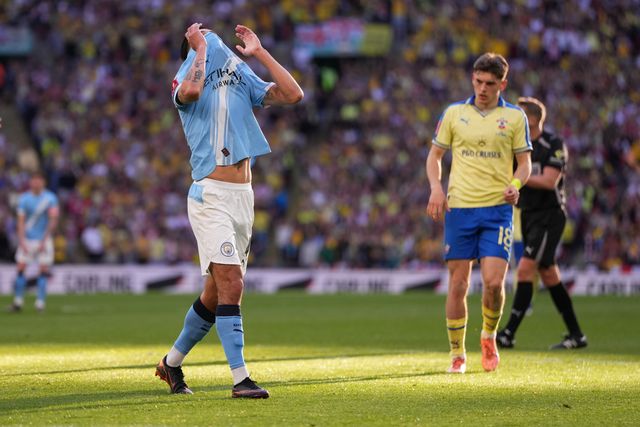 Tijjani Reijnders of Manchester City after missed opportunity during the Emirates FA Cup Semi-Final match Manchester City vs Southampton at Wembley Stadium, London, United Kingdom on 25 April 2026

(Photo by Harvey Murphy/News Images)