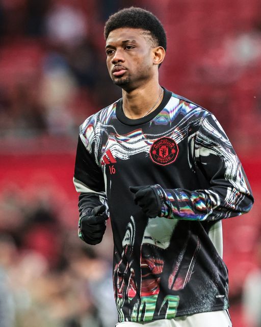 Amad Diallo of Manchester United in the pregame warmup session during the Premier League match Manchester United vs Leeds United at Old Trafford, Manchester, United Kingdom on 13 April 2026

(Photo by Mark Cosgrove/News Images)