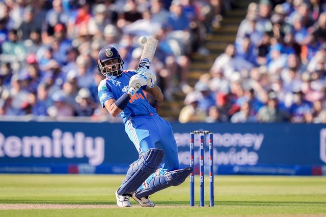 Axar Patel of India hits a four during the 1st Metro Bank ODI match England vs India at Edgbaston, Birmingham, United Kingdom on 14 July 2026

(Photo by Maynard Manyowa/News Images)