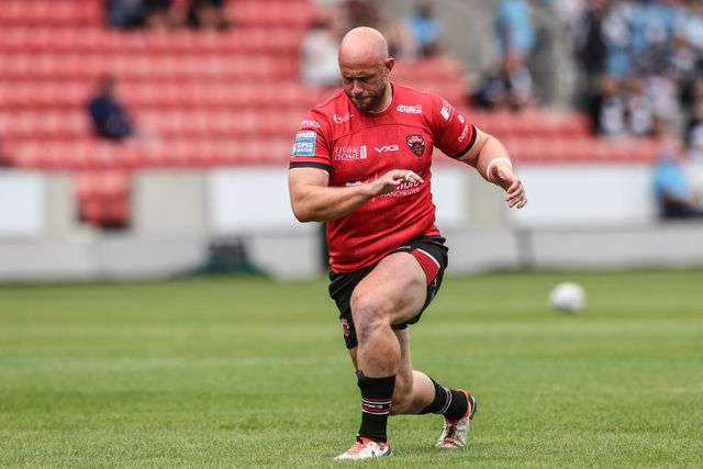 Chris Hill of Salford Red Devils during pre-game warm up during the Betfred Super League round 15 match Salford Red Devils vs Hull FC at Salford Community Stadium, Eccles, United Kingdom, 22nd June 2025

(Photo by Alfie Cosgrove/News Images)