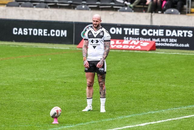 Zak Hardaker of Hull FC converts for a goal during the Betfred Super League round 6 match Hull FC vs Catalans Dragons at MKM Stadium, Hull, United Kingdom on 29 March 2026

(Photo by Alfie Cosgrove/News Images)