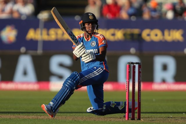 Arundhati Reddy of India watches the ball during the 5th Vitality IT20 England Women vs India Women at Edgbaston, Birmingham, United Kingdom, 12th July 2025

(Photo by Izzy Poles/News Images)