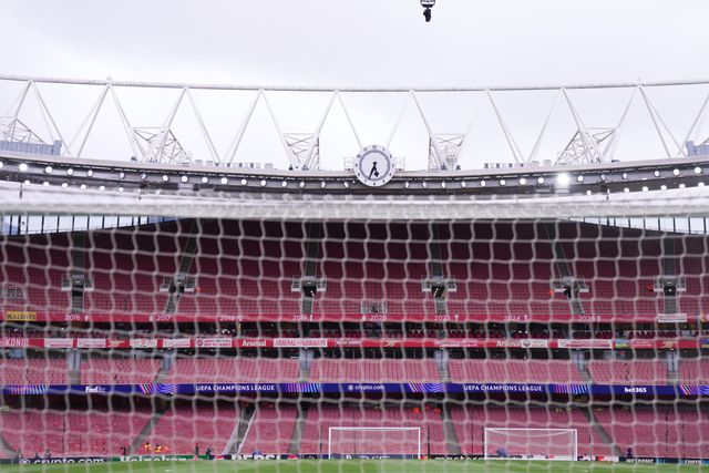View of the clock end at the arsenal stadium ahead of the UEFA Champions League Quarter Finals match Arsenal vs Sporting CP at Arsenal stadium, London, United Kingdom on 15 April 2026

(Photo by Harvey Murphy/News Images)