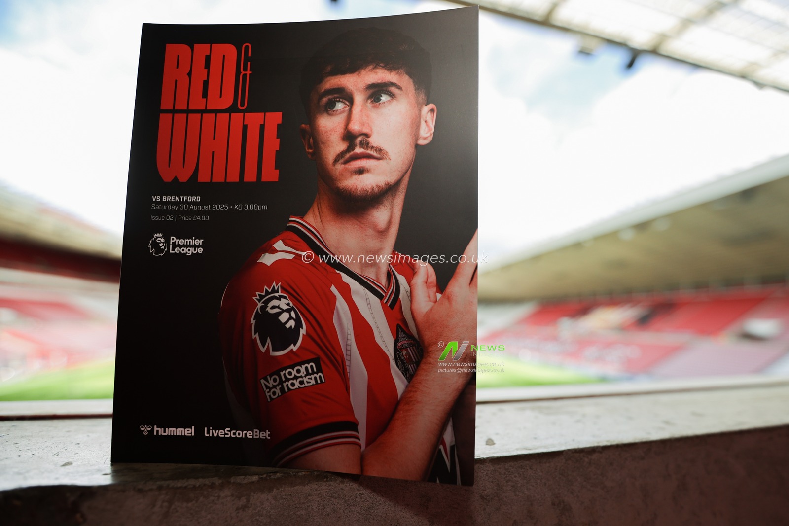 Trai Hume of Sunderland on the front cover of the official match day programme during the Premier League match Sunderland vs Brentford at Stadium Of Light, Sunderland, United Kingdom, 30th August 2025

(Photo by Alfie Cosgrove/News Images)