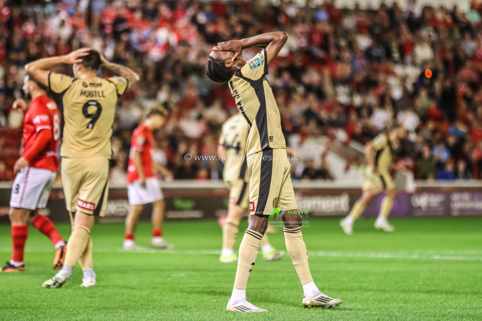 Ar'Jany Martha of Rotherham United reacts after his goal is ruled out for offside during the Carabao Cup match Barnsley vs Rotherham United at Oakwell, Barnsley, United Kingdom, 26th August 2025

(Photo by Alfie Cosgrove/News Images)