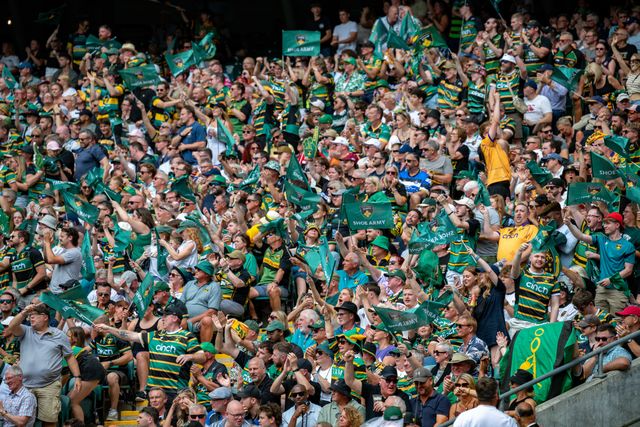 Northampton Saints fans celebrating during the Gallagher PREM Final match Northampton Saints vs Exeter Chiefs at Allianz Stadium, Twickenham, United Kingdom on 20 June 2026.

(Photo by Alex Williamson/News Images)