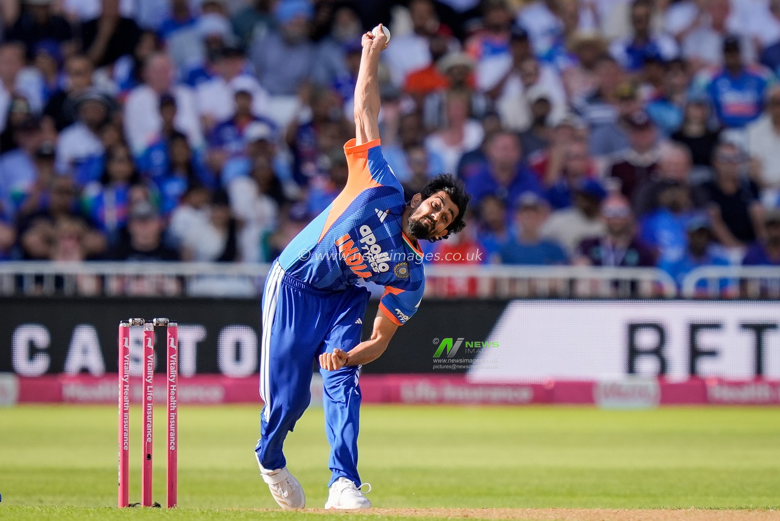 Prince Yadav of India delivers the ball  during the Third Vitality T20 International match England vs India at Trent Bridge, Nottingham, United Kingdom on 07 July 2026

(Photo by Maynard Manyowa/News Images)