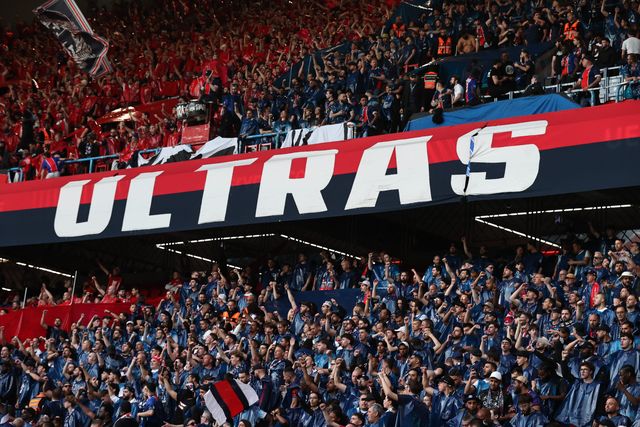 The Collectif Ultras Paris fans sing and dance ahead of kickoff during the UEFA Champions League Quarter Finals match Paris Saint-Germain vs Liverpool at Parc des Princes, Paris, France on 08 April 2026

(Photo by Alfie Cosgrove/News Images)