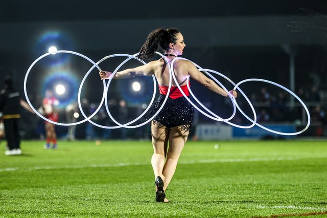 Pre-match entertainment ahead of the Betfred Super League round 5 match Wakefield Trinity vs Leigh Leopards at DIY Kitchens Stadium, Wakefield, United Kingdom on 20 March 2026

(Photo by Alfie Cosgrove/News Images)
