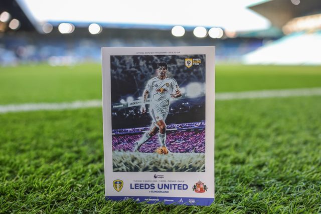 Pascal Struijk of Leeds United on the front cover of todays official matchday program during the Premier League match Leeds United vs Sunderland at Elland Road, Leeds, United Kingdom on 03 March 2026

(Photo by Mark Cosgrove/News Images)