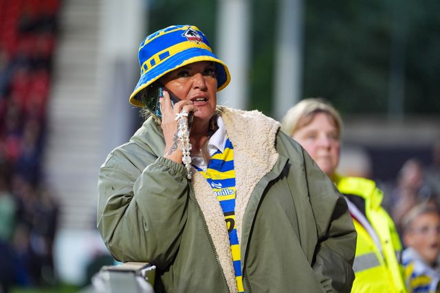 Warrington fans at half time during the Betfred Super League round 14 match St Helens vs Warrington Wolves at The BrewDog Stadium, St Helens, United Kingdom on 11 June 2026

(Photo by Maynard Manyowa/News Images)